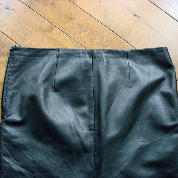 Zara Woman Black Leather Pencil Skirt Straight Lined Soft Office Size Large - Picture 13 of 16